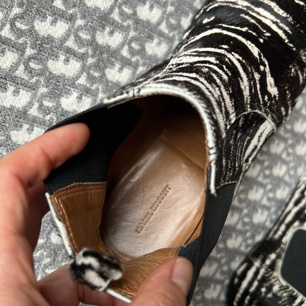 ISABEL MARANT Pony Zebra 🦓 Calf Hair Leather Animal Print Ankle Booties 36/6US - Picture 8 of 10